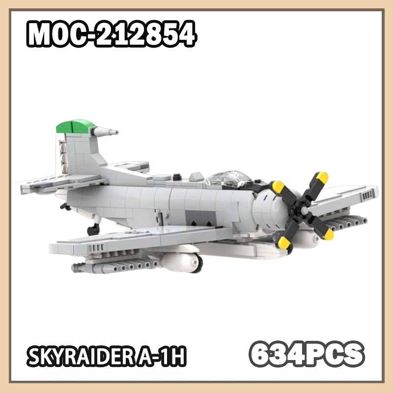 

634 шт. MOC-212854 военная военная серия Skyraider A-1H строительные блоки DIY сборка модели американского военно-морского истребителя реактивный набор подарки для взрослых