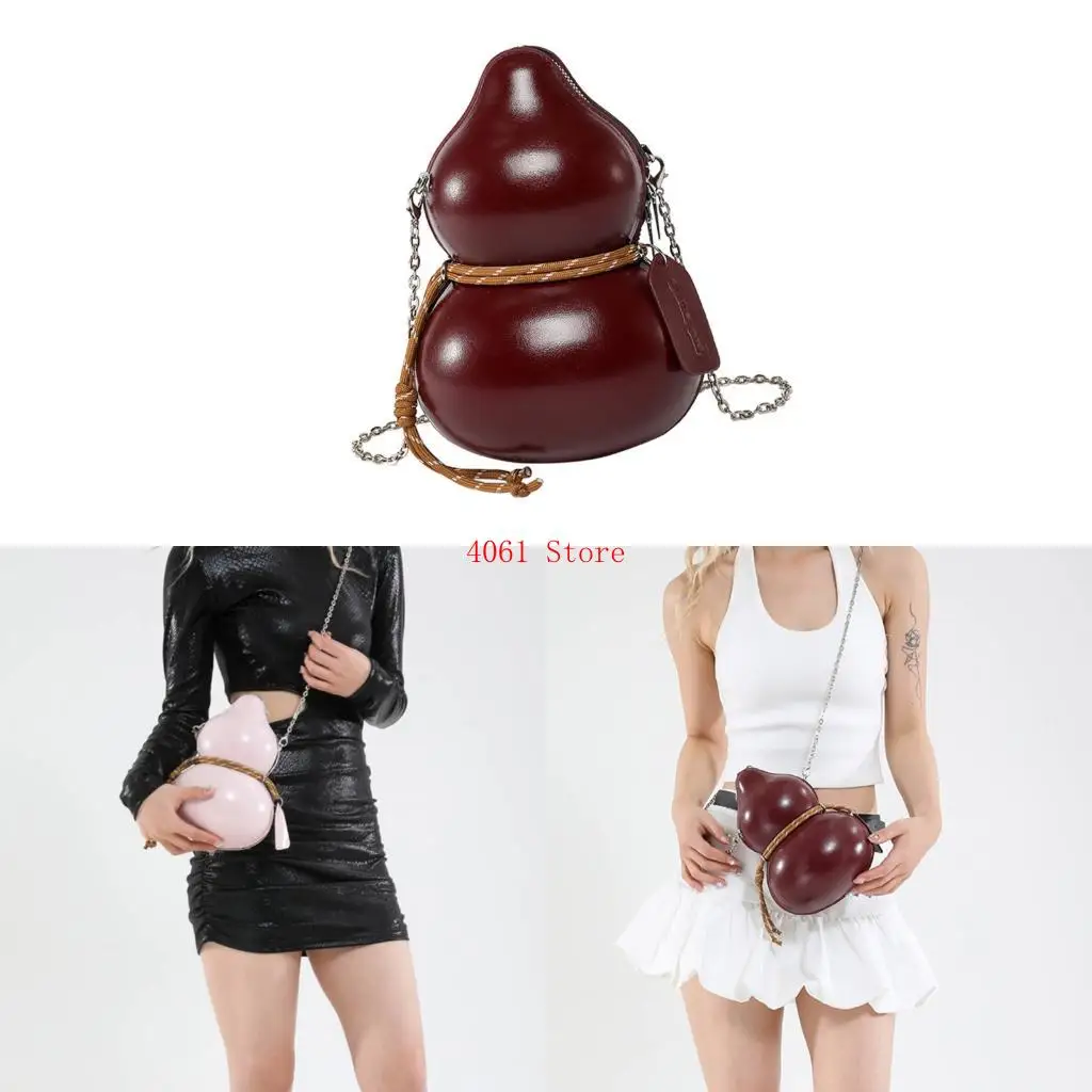 

Stylish Gourd Design Shoulder Bag With Removable Chain Strap PU Leather Crossbody Purse For Shopping Or Parties