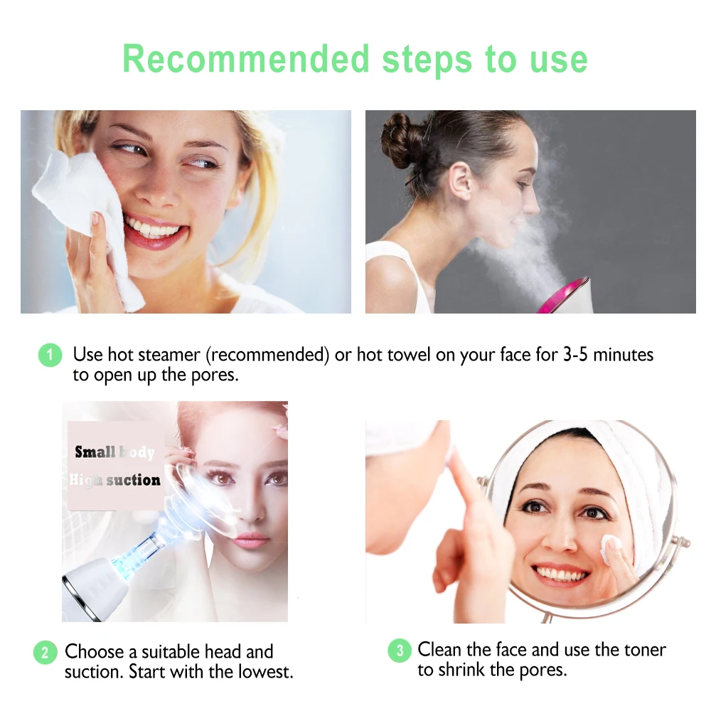 Elektryczny odkurzacz do usuwania zaskórników z nosa, cyfrowa mikrodermabrazja diamentowa, głębokie czyszczenie porów, urządzenie do usuwania śladów trądziku na twarzy.