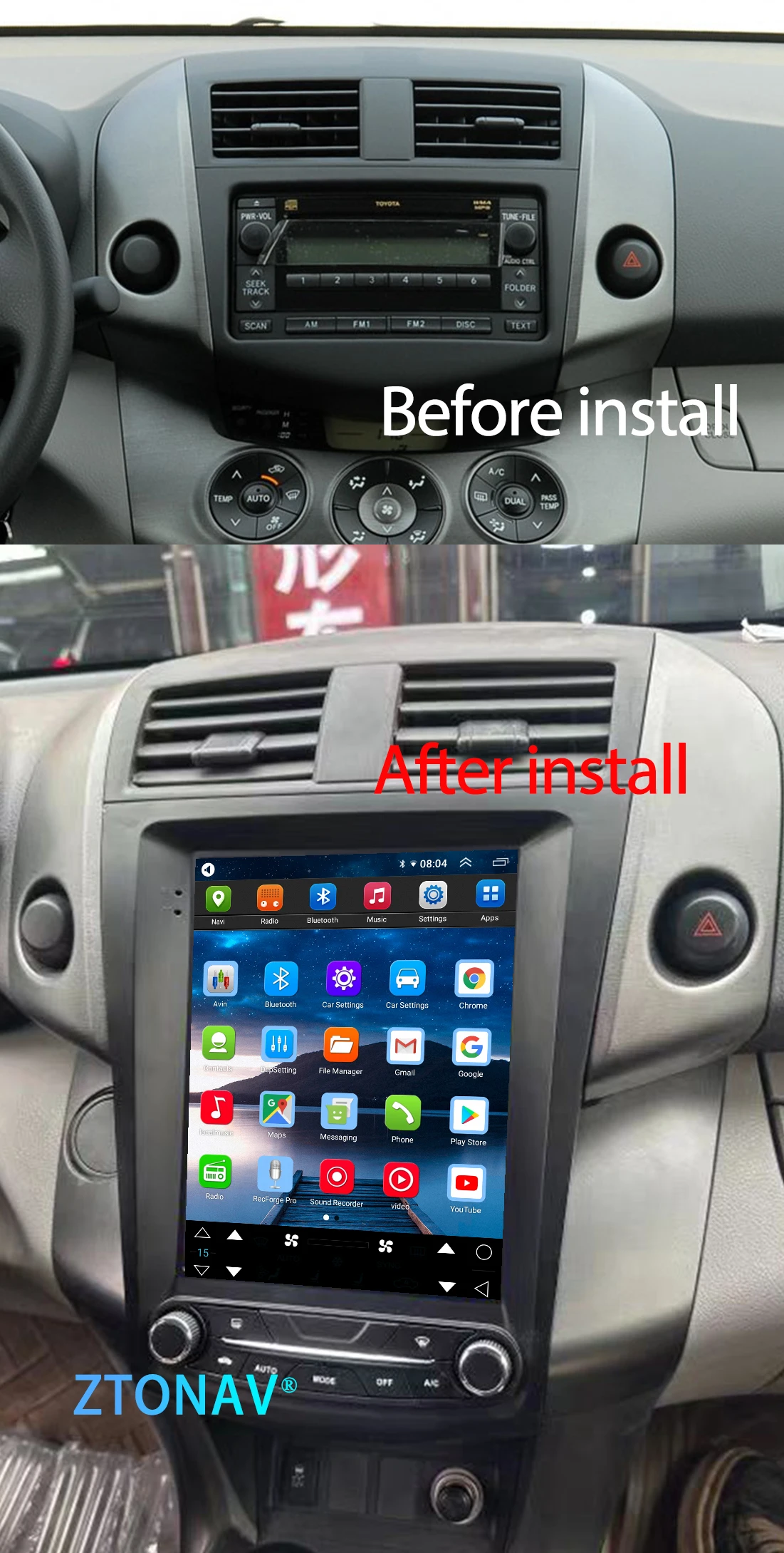 Car Radio Stereo For Toyota Rav4 2008 2009 2010 2011 2012 Tesla Screen Radio Android Screen GPS Navigation Auto Headunit