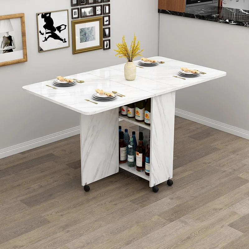 Modern Wooden 1M Folding Dining Table Colour Blocked Long Table For Home Living Room For Villa And Apartment