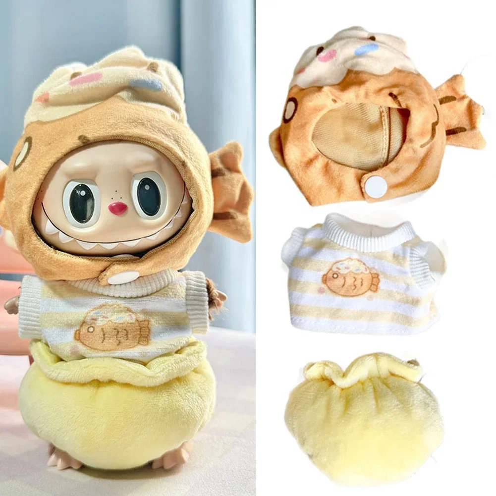 17cm Mini Plush Doll'S Clothes Outfit Accessories For Korea Kpop Exo Labubu Idol Dolls snapper Braised Bread Pants set Clothing