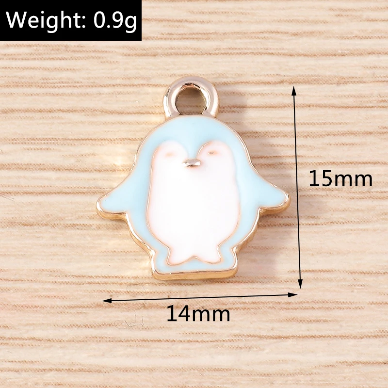10 Stück niedliche Emaille-Anhänger mit Motiven von Meerestieren wie Pinguinen, Delfinen und Muscheln, zum Basteln von Schmuck, Ohrringen, Halsketten und für DIY-Bastelarbeiten. – Detail 4