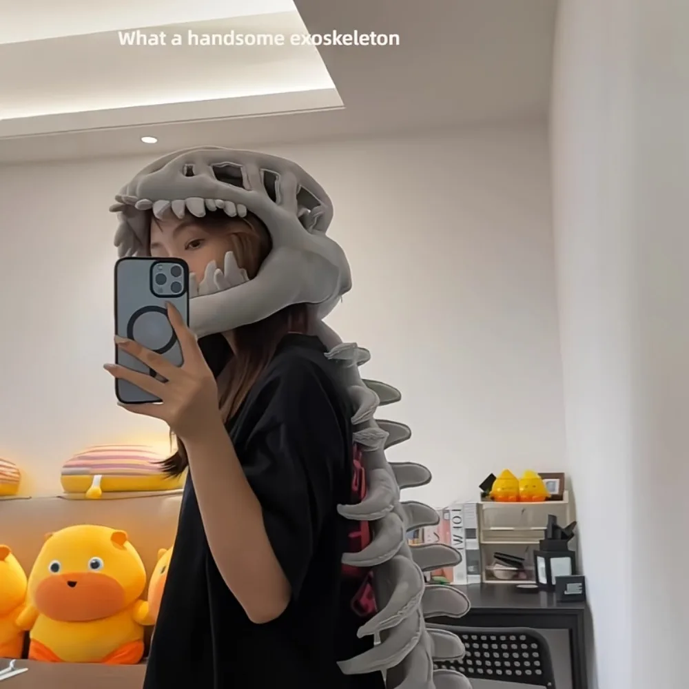 Dinosaur Skeleton Headgear Pillow,for Christmas Parties, Ideal for Party Cosplay Costume and Sofa Lounging Dino Pillows