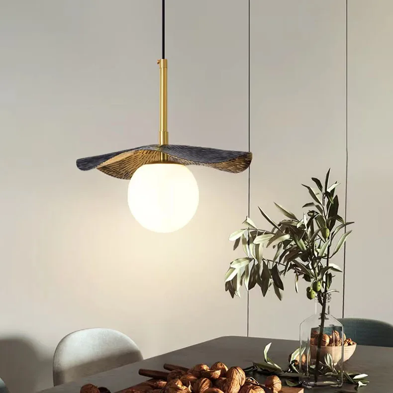 Novelty Copper Bedside Chandelier Natural Marble Ball
