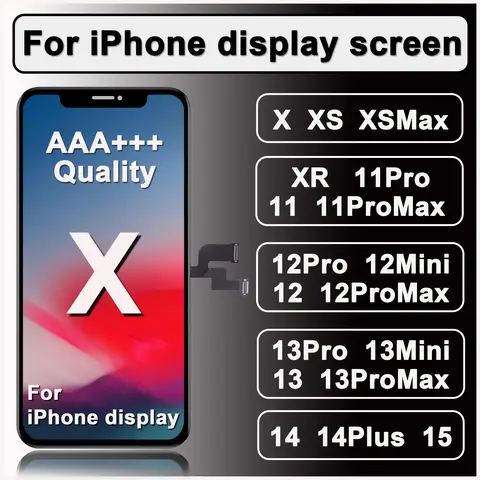 OLED For iPhone X XR XS Max LCD Incell For iphone 11 12 13 Pro Max 13 Mini 14 Plus 15 OLED Display Screen Digitizer Assembly