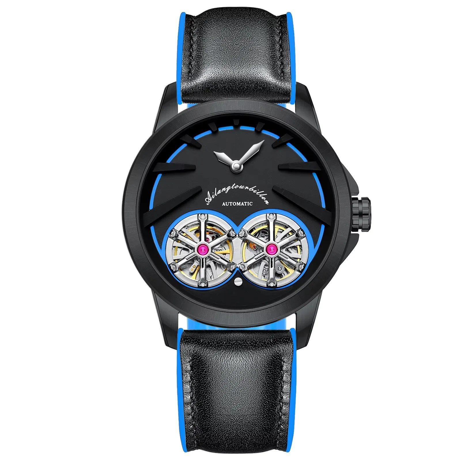 Ailang fashion casual automatic mechanical watch men's double tourbillon waterproof trend skeleton design sports luxury mechanic