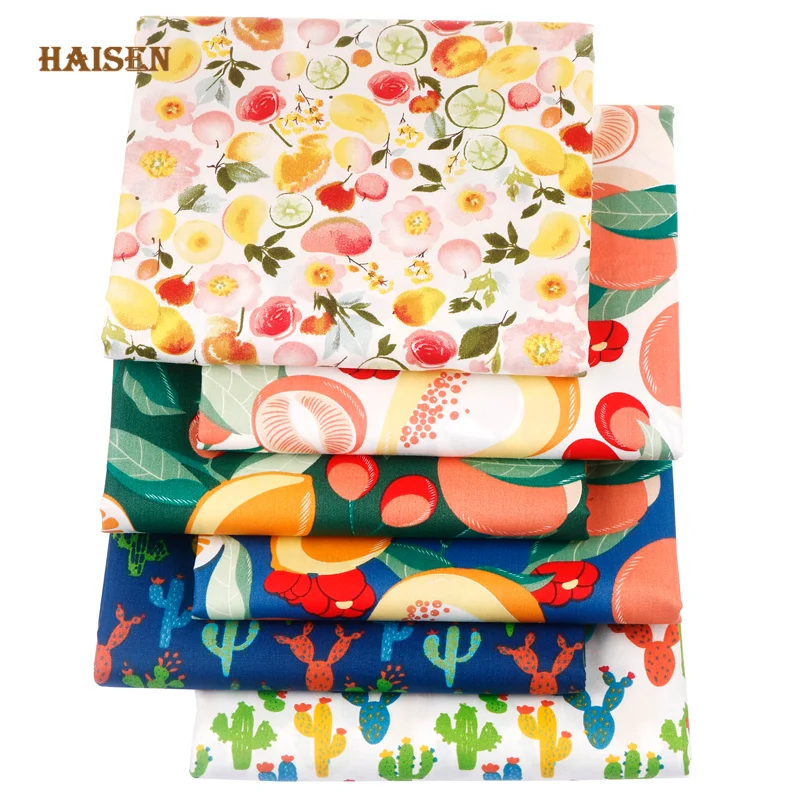 6 Style Fruit Cactus Printed Cotton Fabric Twill Cloth DIY Quilting Sewing For Baby&Child Sheet Pillow Bedding Textile Material