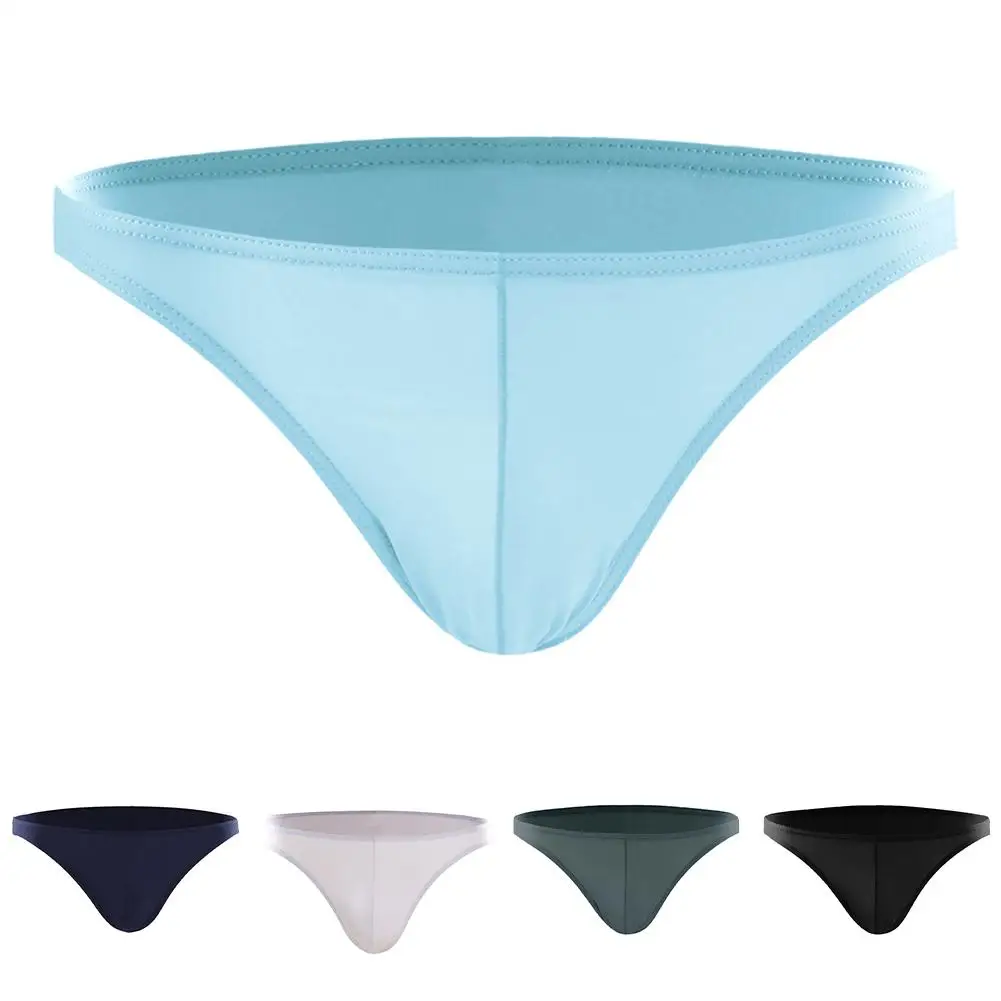 

Breathable Panties Ice Silk Briefs Comfortable Everyday Wear Black Classic Style Soft Fabric Solid Color Pattern