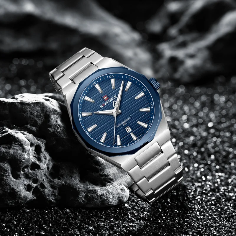 

NAVIFORCE Luxury Men Sports Watch Luminous Hands Date Stainless Steel Classic Quartz Waterproof Casual Wristwatch Gifts box