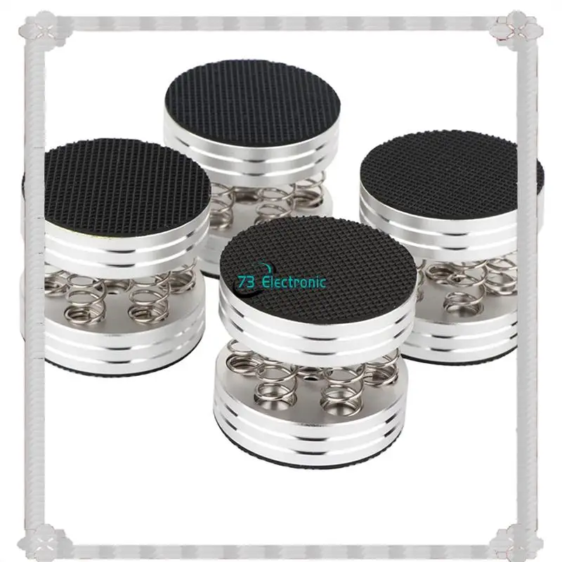 Pés de plaforma de isolamento de alumínio, entrega em 24 horas, 4 peças para amplificador de áudio, alto-falante, reprodutor de plataforma giratória, picos de choque de alta fidelidade, barragem de mola