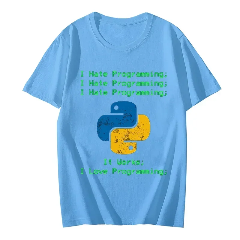 Python I Hate Programming Terminal Design T-shirts Funny Developer Tees I Love Programming Tshirts Short Sleeve Men Brand Tshirt