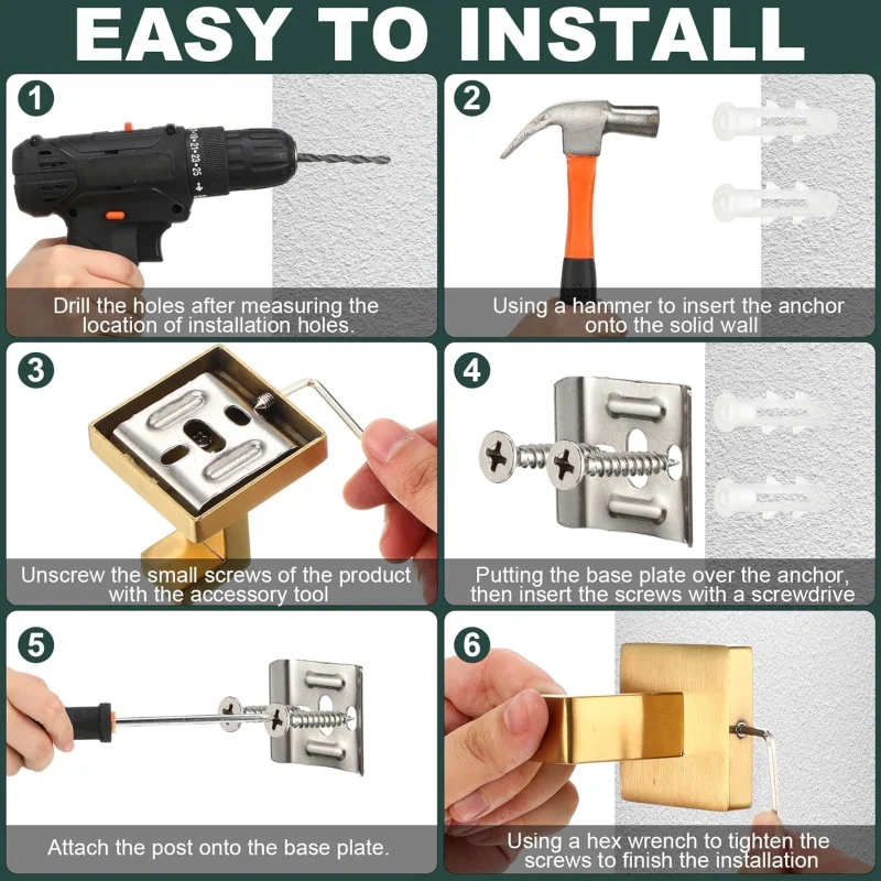 20 Pcs Bathroom Hardware Accessories Set 23.6 Inch Bath Towel Bar Kit Stainless Steel Bathroom Hardware Set Towel Racks Ring Ho