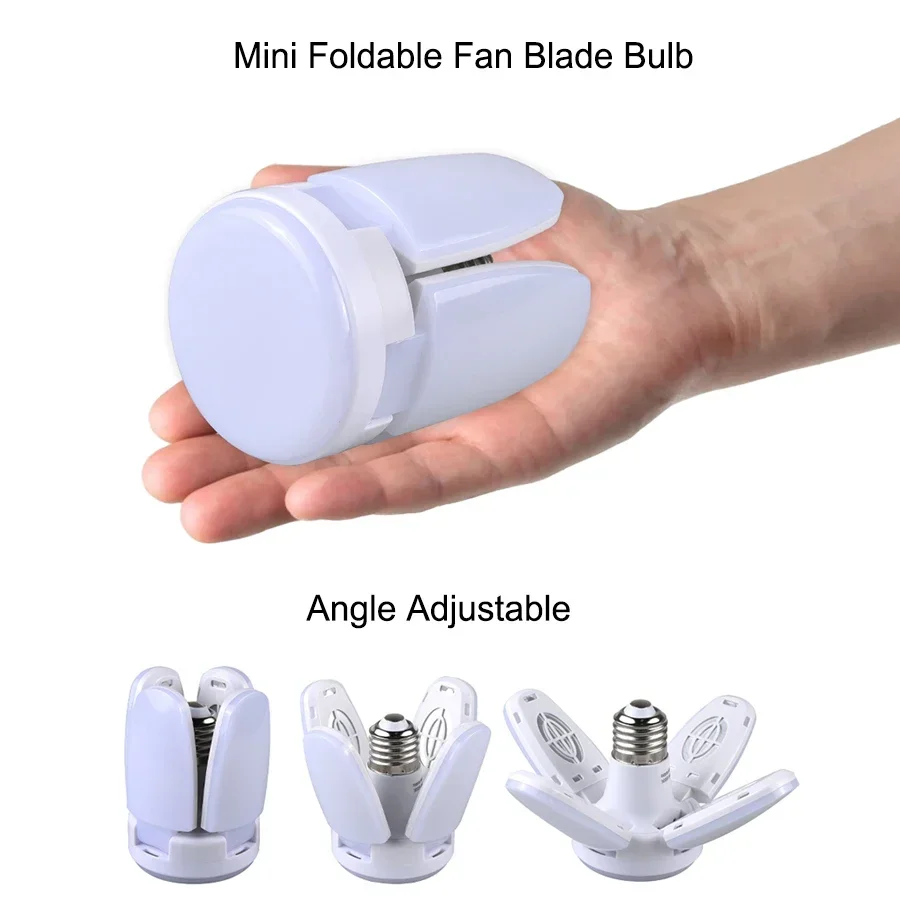 Foldable Fan Shape LED Bulb E27 LED Lamp 220V 85-265V 6500K Cold White Light Bulbs For Home Room Ceiling Warehouse Garage Light