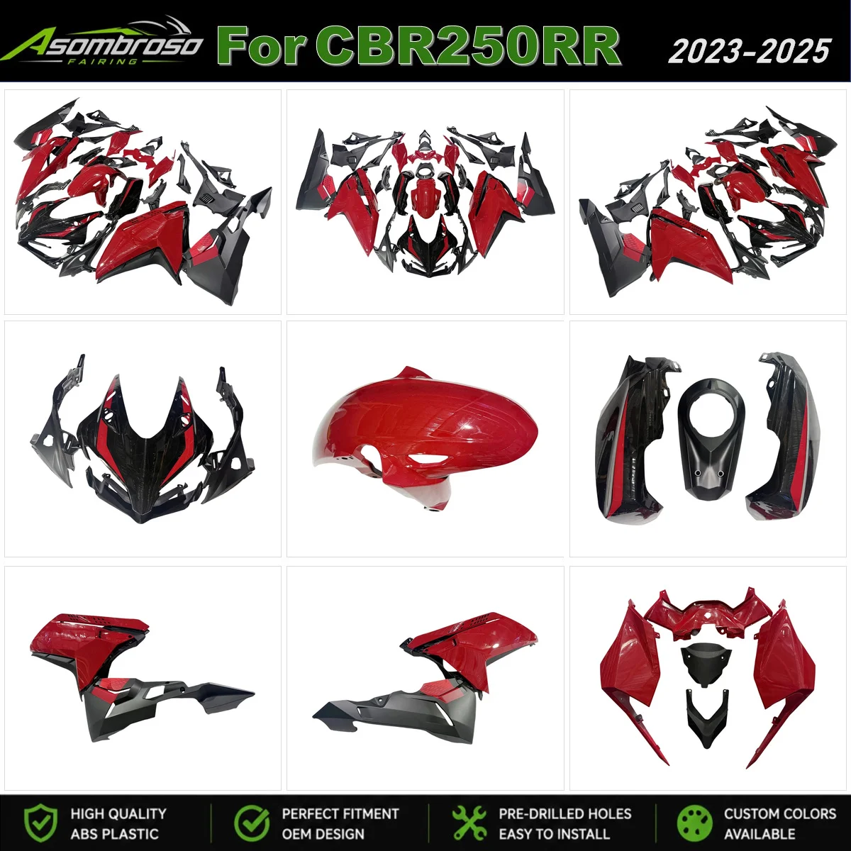 Für HONDA CBR250RR 2023-2025 Komplette Verkleidungen CBR250 RR 23 24 25 Motorrad Kunststoffverkleidung Verkleidungssatz Karosseriesatz