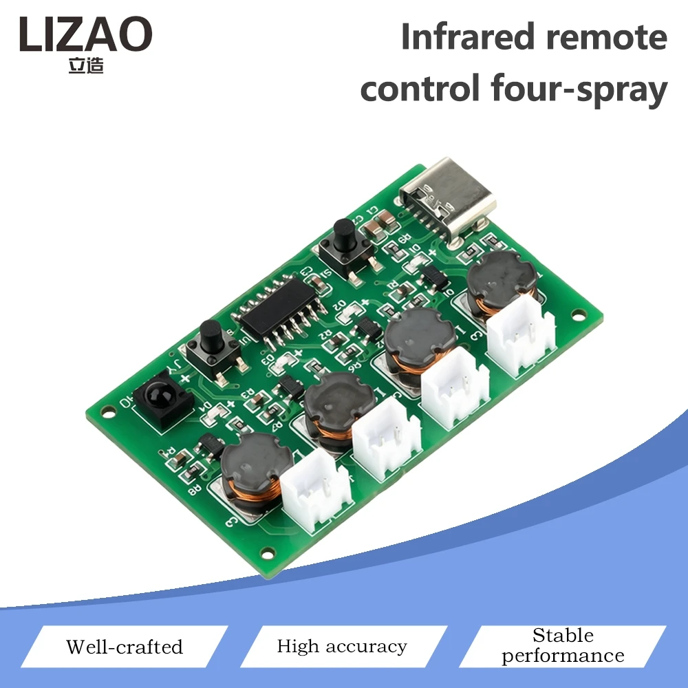 4‑Spray Ultrasonic Humidifier Module Type‑C 4‑Channel Atomizer Board Infrared Remote Control For DIY Humidifier