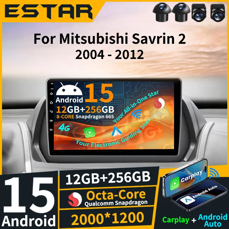 Wireless Carplay Android 15 For Mitsubishi Savrin 2 2004 - 2012 Car Radio DTS Stereo DSP RDS QLED 2K Screen Audio 360 Camera BT