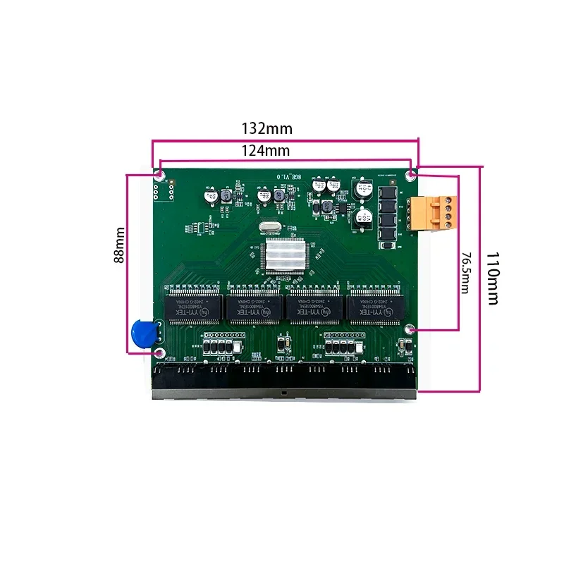 이더넷 네트워크 산업용 스위치 모듈, 8 포트, 10, 100, 1000M, 9V-54V