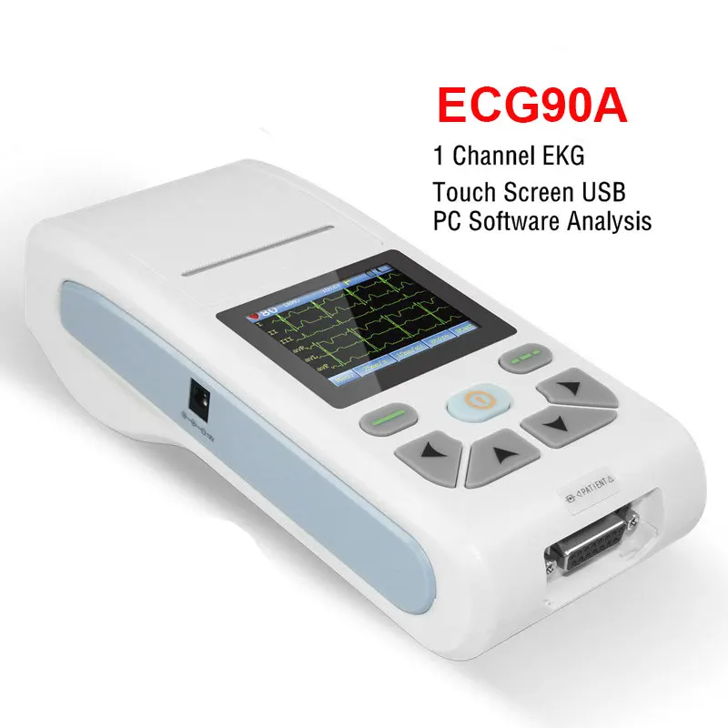 CONTEC ECG90A Touch Screen ECG EKG Machine Electrocardiograph Protable 1 Channel 12 Leads EKG Monitor and PC software Printer