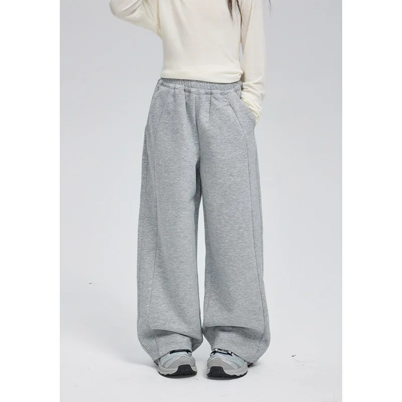 Girls Wide Leg Straight Leg Sweatpants for Autumn and Winter 2024 Children Sports Pants Children Fashion Casual Pants image 5
