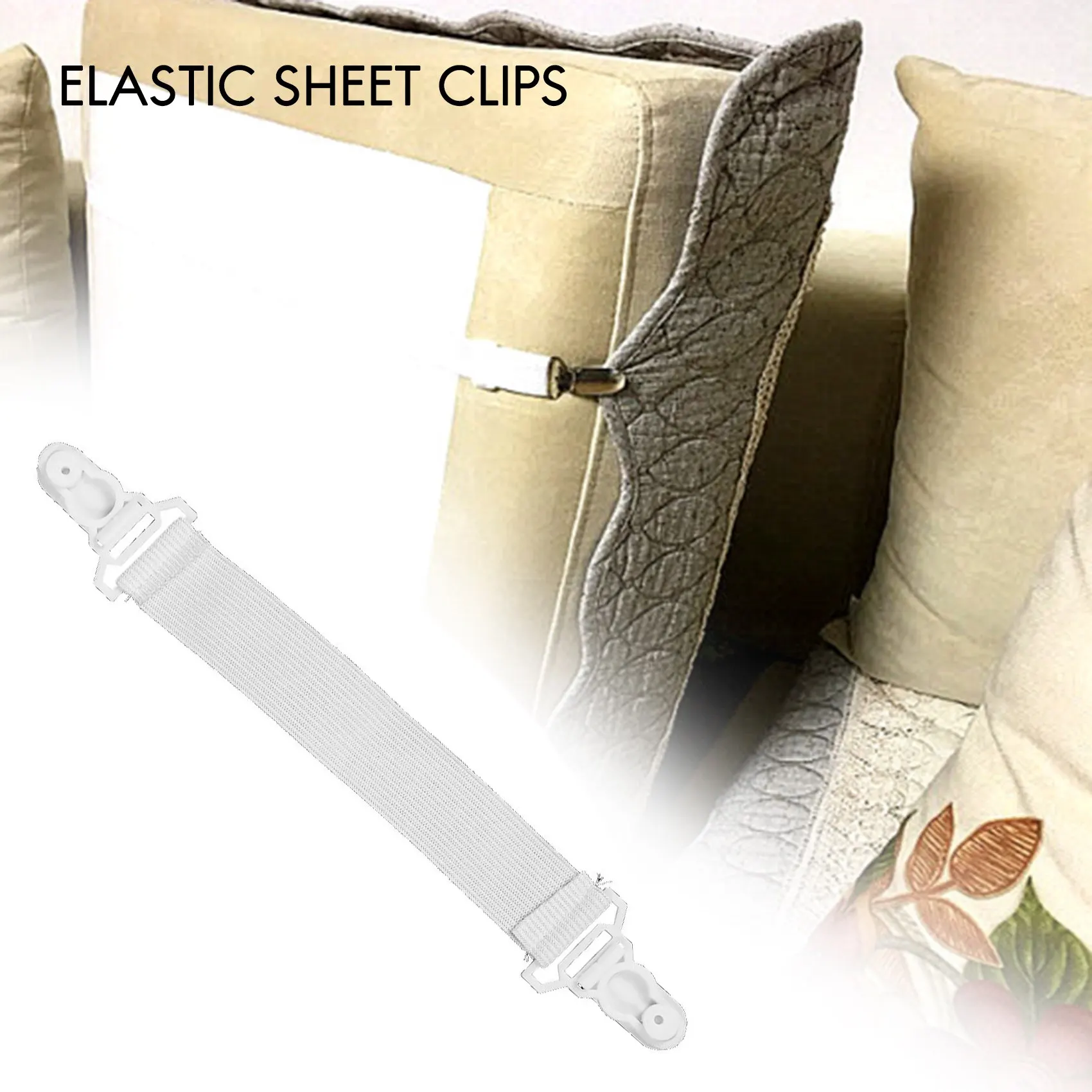 4 Pcs Home White Elastic Mattress Bed Sheet Grippers Clips