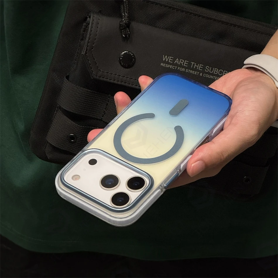 高級グラデーションハイエンドマットクリア強力な磁気耐衝撃 iPhone 17 Air 16 15 14 Pro Max 17p Magsafe 充電カバー