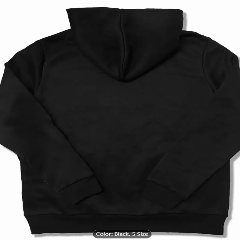 Womens Black Hoodie Book Floral Print Loose Fit Casual Pullover Adjustable Drawstring Hood  Machine Washable Pure Cotton