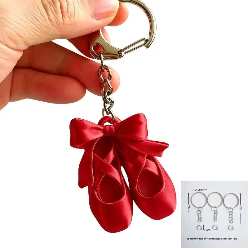 1 Stück niedlicher Taschenanhänger im Tanz-Design, modischer Ballettschuh-Schleifen-Schlüsselanhänger, hängendes Ornament, Schlüsselring-Anhänger, Geschenk für Tänzerinnen. – Detail 6