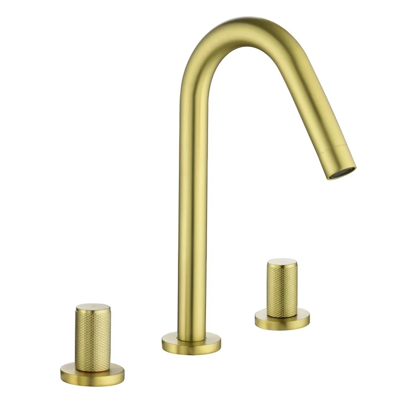 

Luxury Brass Bathroom sink faucet Top Quality Brushed Gold 8 inch widespread 2 handle 3 holes Cold hot Basin mixer faucet