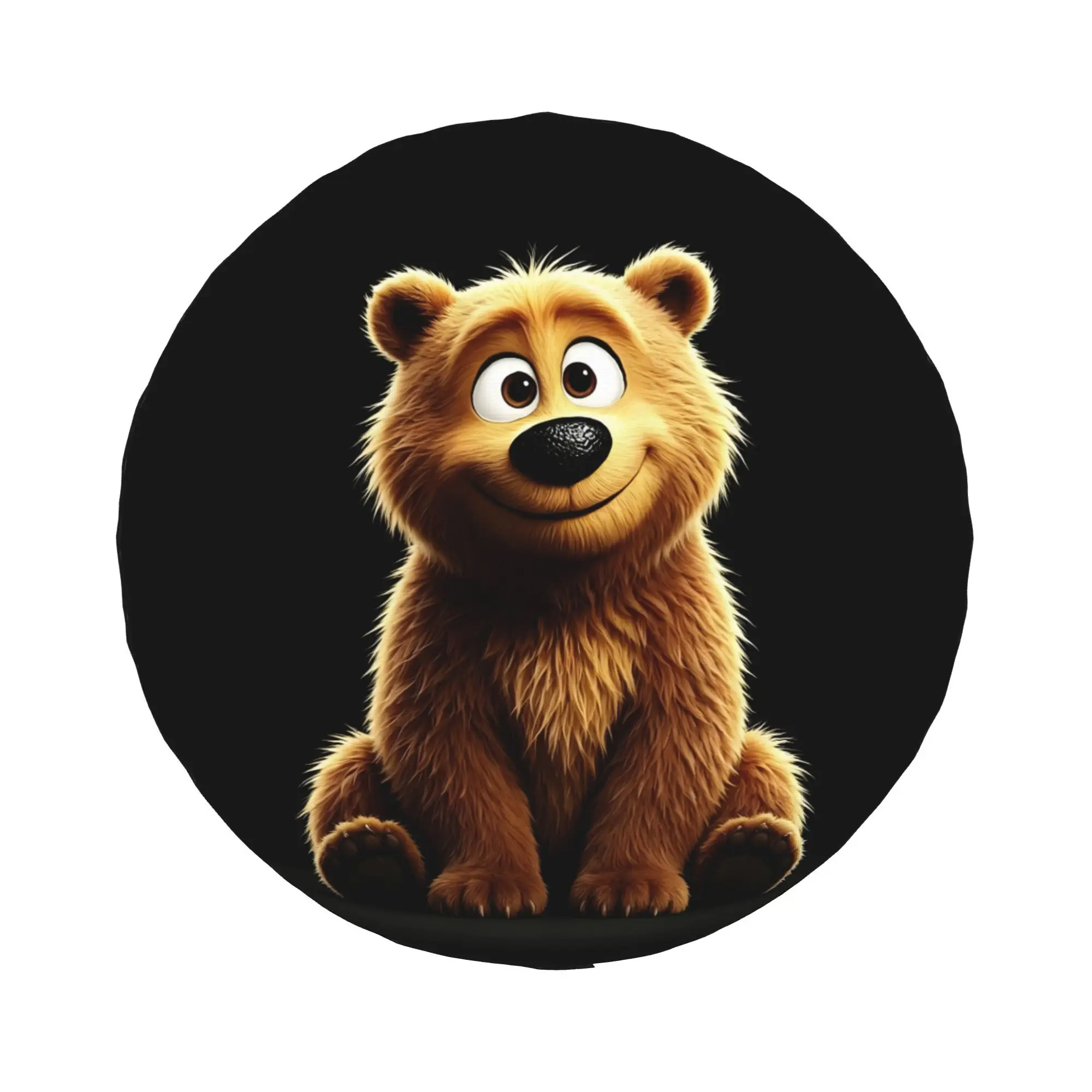 1pc Smiling Cartoon Bear 2D Printed Pattern Car Spare Tire Cover, Creative Personalized Style, Easy To Install And Clean, Suitab