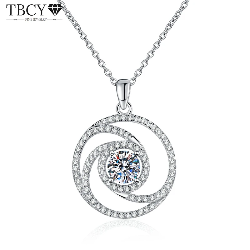 

TBCYD 1CT D цвет настоящий муассанит S925 стерлингового серебра кулон бриллиантовое ожерелье полный бриллиант ветряная мельница женское ожерелье с муассанитом