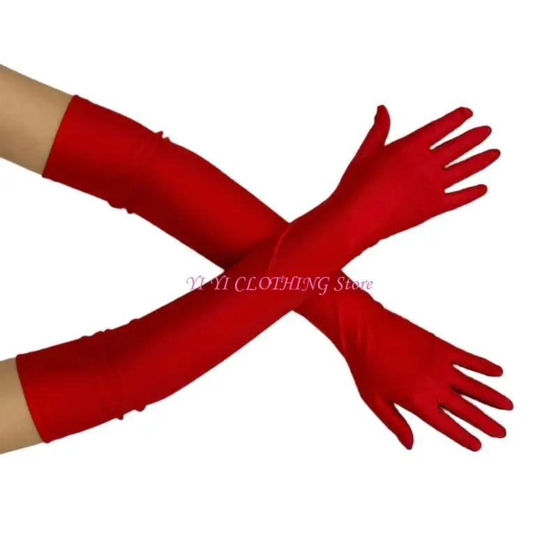 N5KF 1920s Costume Gloves Stage Show Satined Gloves for Dancing Party and Wedding Bride
