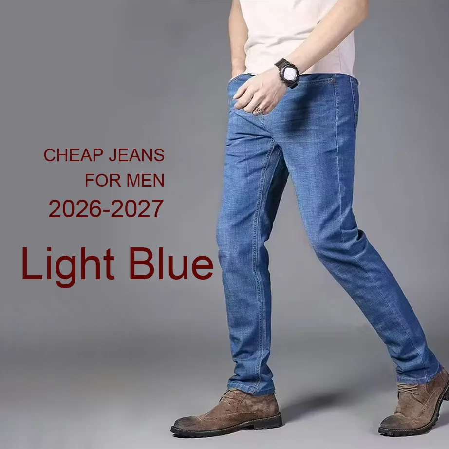 New In Korean Men's Casual Long Jeans Classic Man Straight Denim Wide-leg Pants Solid Baggy Trousers Fashion Business Jean