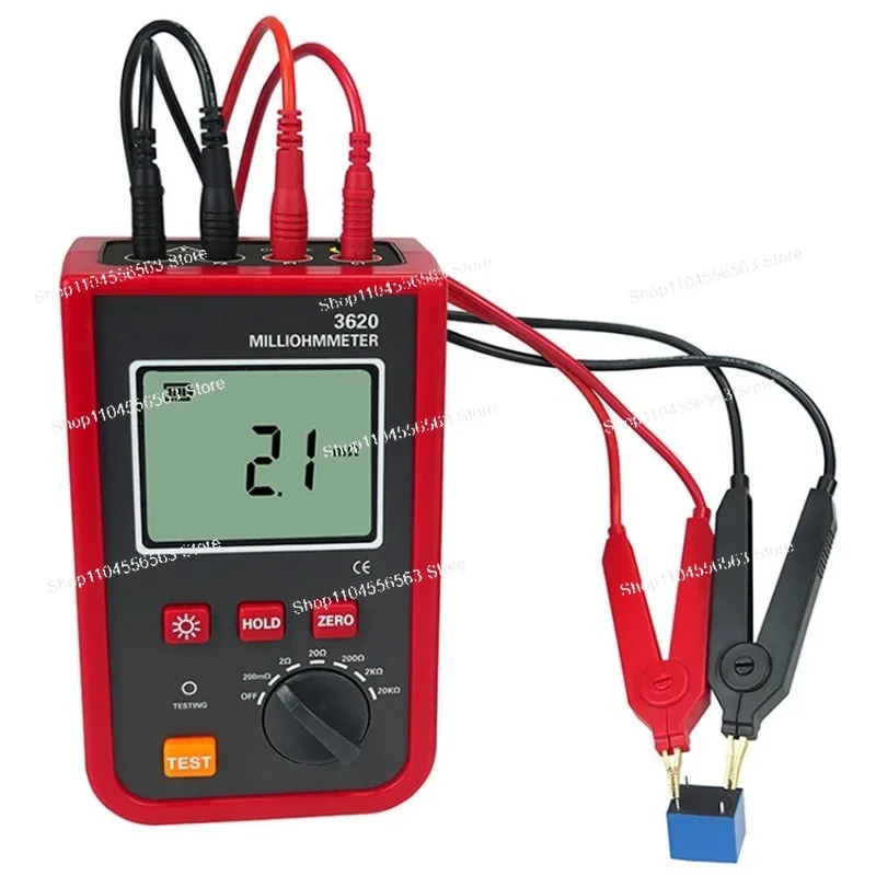 Portable DC resistance tester 1.2A four-wire detection, AC and DC dual channels, range 20kΩ