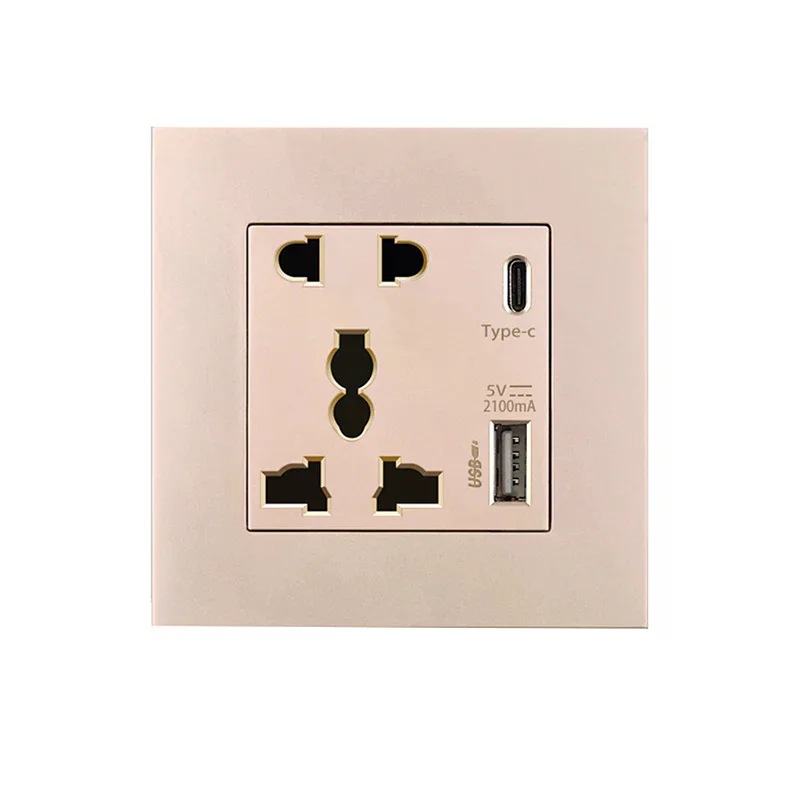 مقبس شحن سريع عالمي 18 وات من النوع C 5 سنون، مخرج كهربائي على الحائط مع شاحن USB، قابس مقبس طاقة مزدوج ذكي أبيض #3