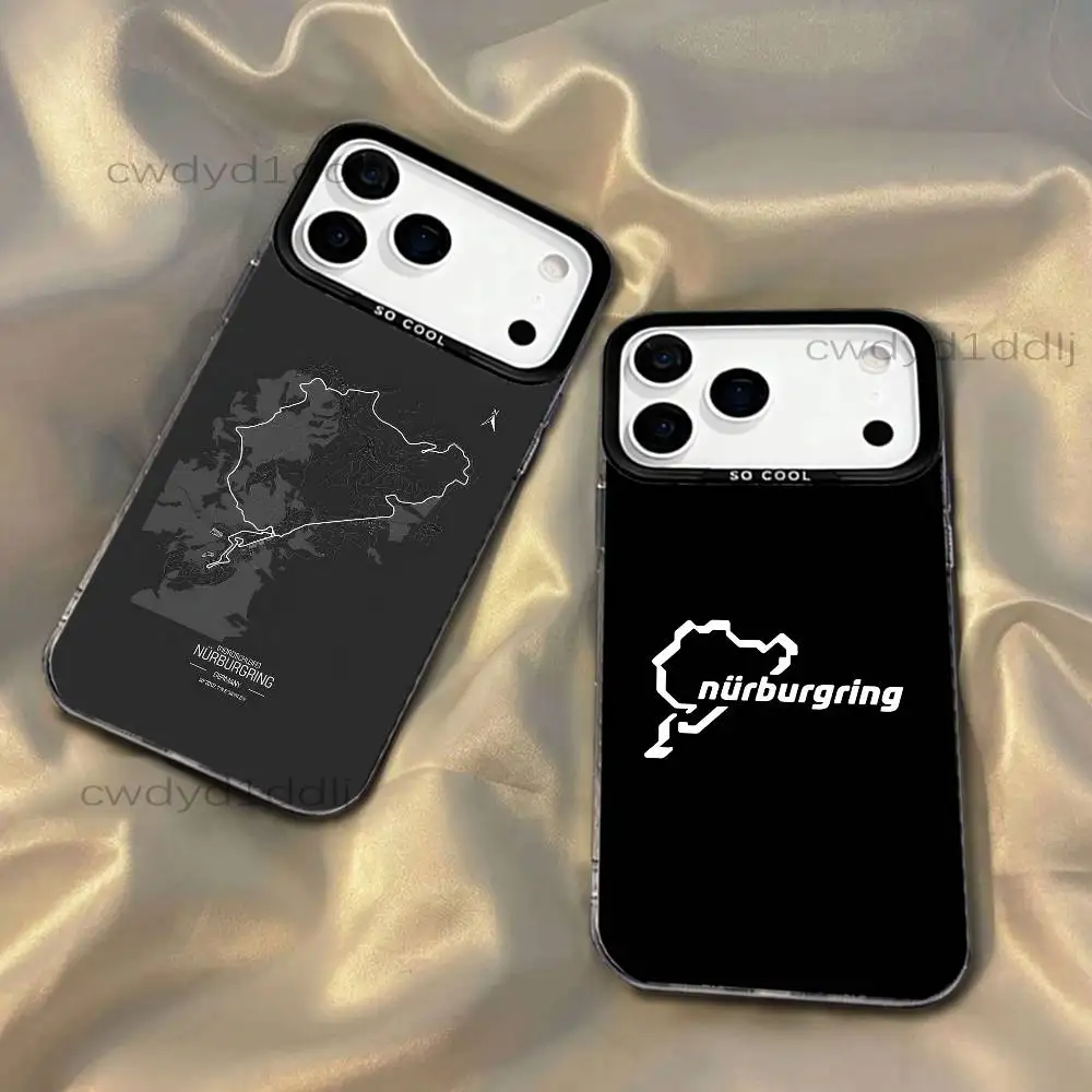 

N-Nurburgring Sport Car For iPhone 17,16,15,14,13,12,X,8,Pro,Max,Plus,SE4,Air,Mini Anti-Slip Black IMD Matte Case