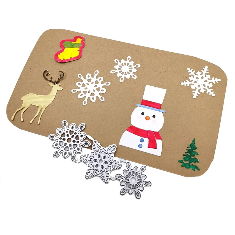 Three Different Shapes of Snowflakes Metal Cutting Dies for DIY Scrapbooking and Card Making Decor Embossing Craft Die Cut
