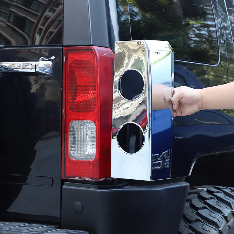 ABS Glossy Silver Car Taillight Cover Tailgate D-Pillar Trim Cover For Hummer H3 2005-2009 Car Modification Accessories