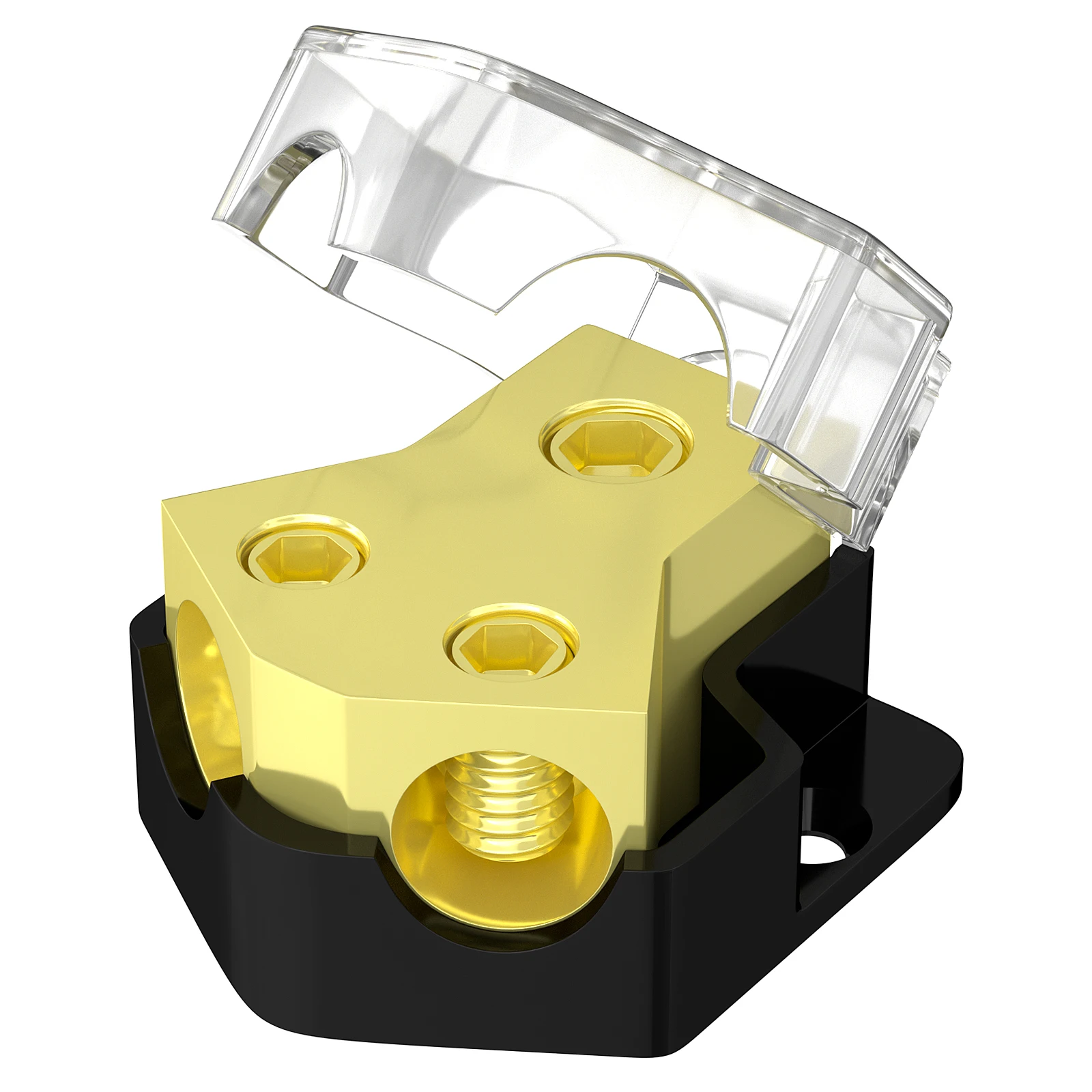 12V Stromverteilerblock für Auto-Audio-Verstärker, 2-Wege-Verteiler 0/2/4 Gauge Eingang, 4/6/8 Gauge Ausgang, Erdungsverteilerblock für Auto und Boot