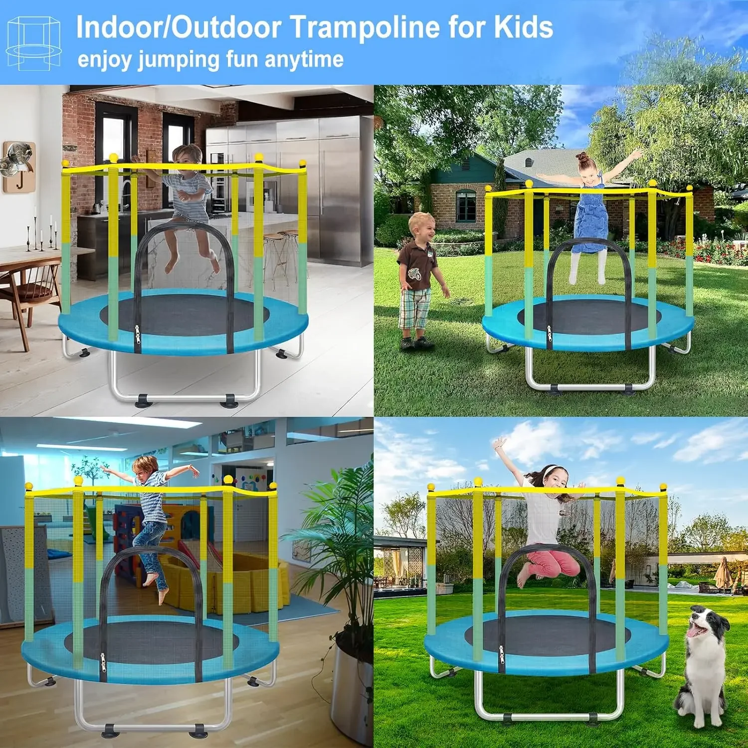 Petite Tramimmersion pour Enfants, Filet, Nik, Extérieur, Tout-petit, Tramimmersion avec Enceinte de Sécurité, Saut Rond pour Bébé, Polymères, 55 ", 4,6 Pieds