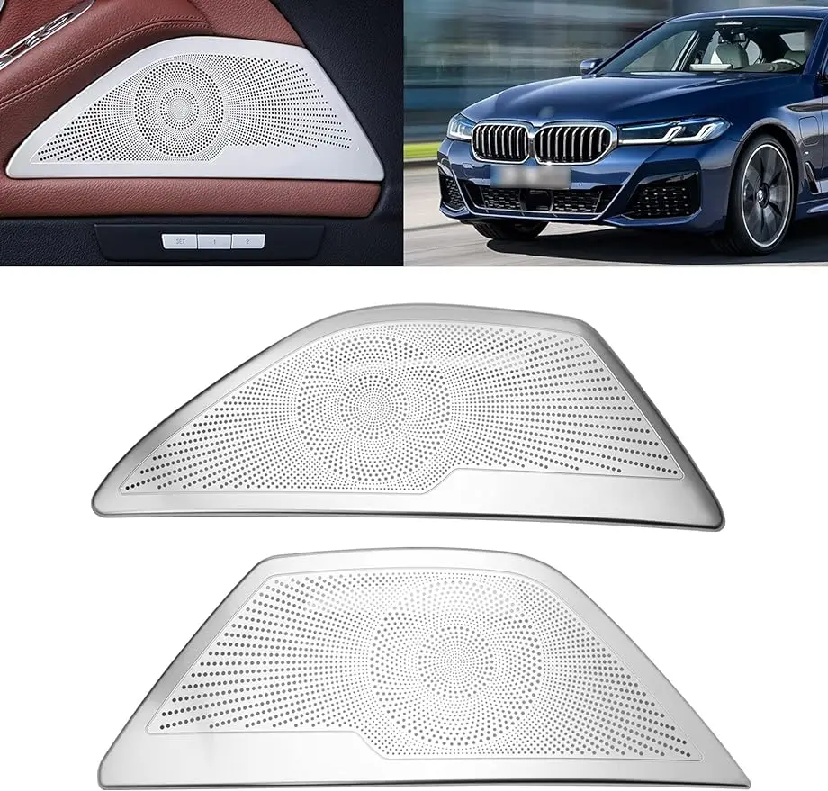 LHD Silver 2 Pcs  Speaker Frame Cover Midrange Speaker Cover Trim Panel For BMW 5 Series F10 F11 2010-2017