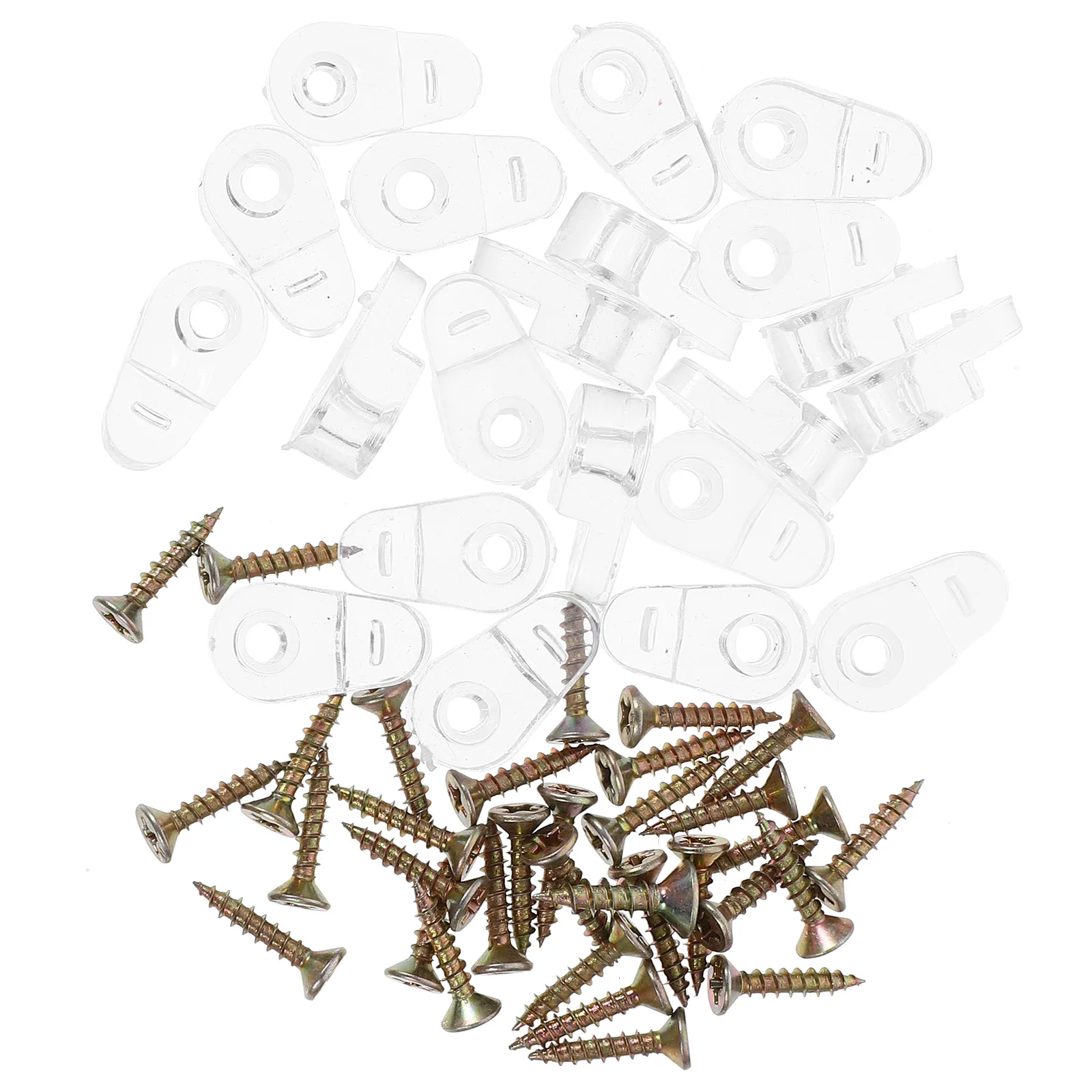 

20Pcs Glass Door Clips Professional Mirror Clips Adjustable Fixing Screws for Cabinets Wardrobes Acrylic Wood Panels