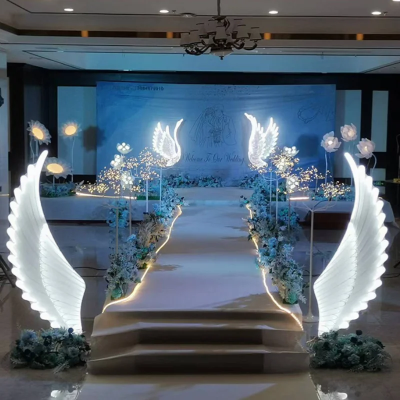 Wedding Luminescent Angel Wings Decoration Lamp Modern LED Wedding Light for Party Stage Shining Road Lead Decor Lighting