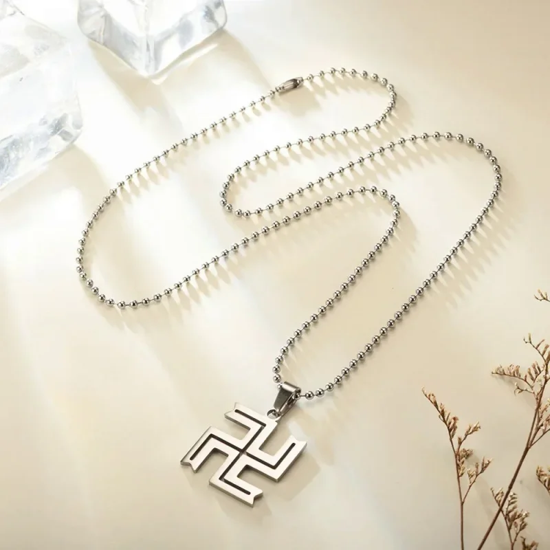 New Fashionable And Exquisite Stainless Steel Buddhist Swastika Pendant Necklace For Men And Women Religious Jewelry Wholesale