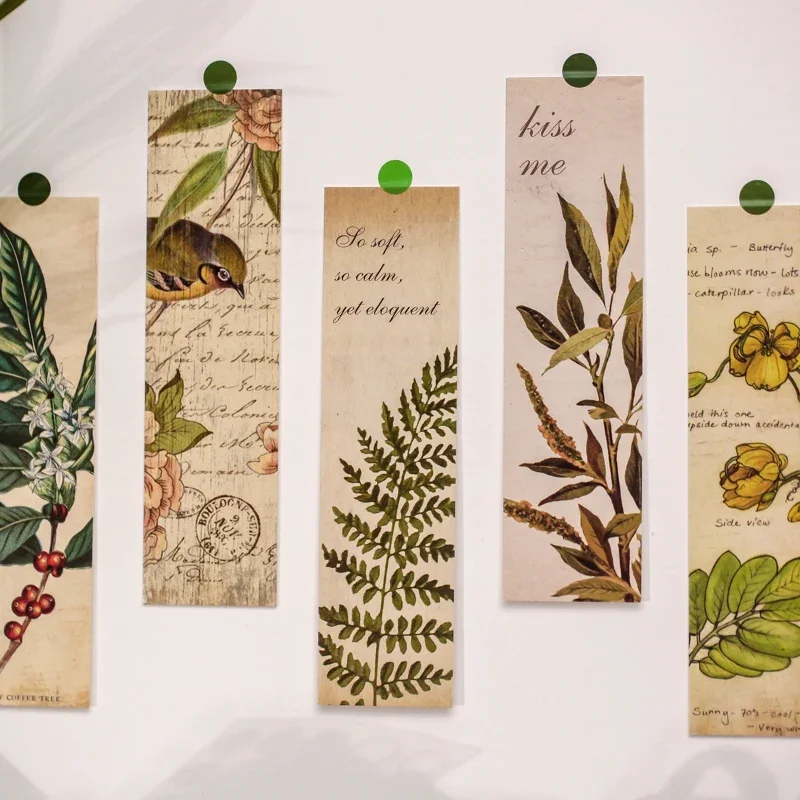 30 SHEETS Bookmark Creative Literary butterfly Mushroom plant pattern Read bookmark