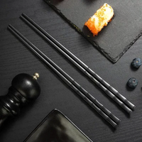 1 Pairs Black Alloy Chinese Chopsticks Food Sushi Sticks Reusable Non Slip Dishwasher Safe Bamboo Food Grade Chopsticks