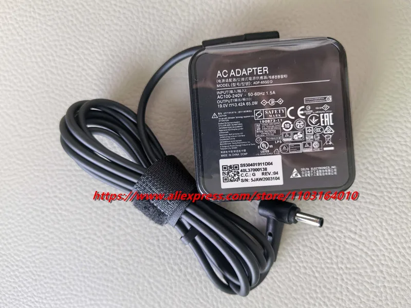 Original DELTA ADP-65GD D Power Adapter 19V 3.42A 65W For MSI Modern 15 MS-1552 Modern 14 Laptop Charger S930401922D04 4.5x3.0mm