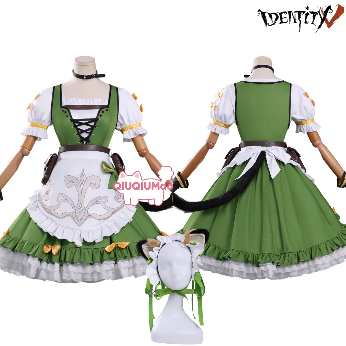 

Hot Game Identity V Cosplay Gardener Perfect Wrap Costume Anime Emma Woods Role Playing Green Lolita Dress for Women Comic Con