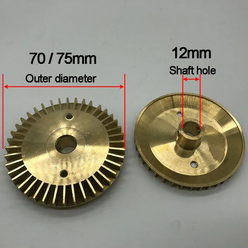 12mm Axle hole Brass Impeller for Self-Priming Pump High Pressure 370W 550W  Impeller Water Pump Replacement Part 70mm 75mm