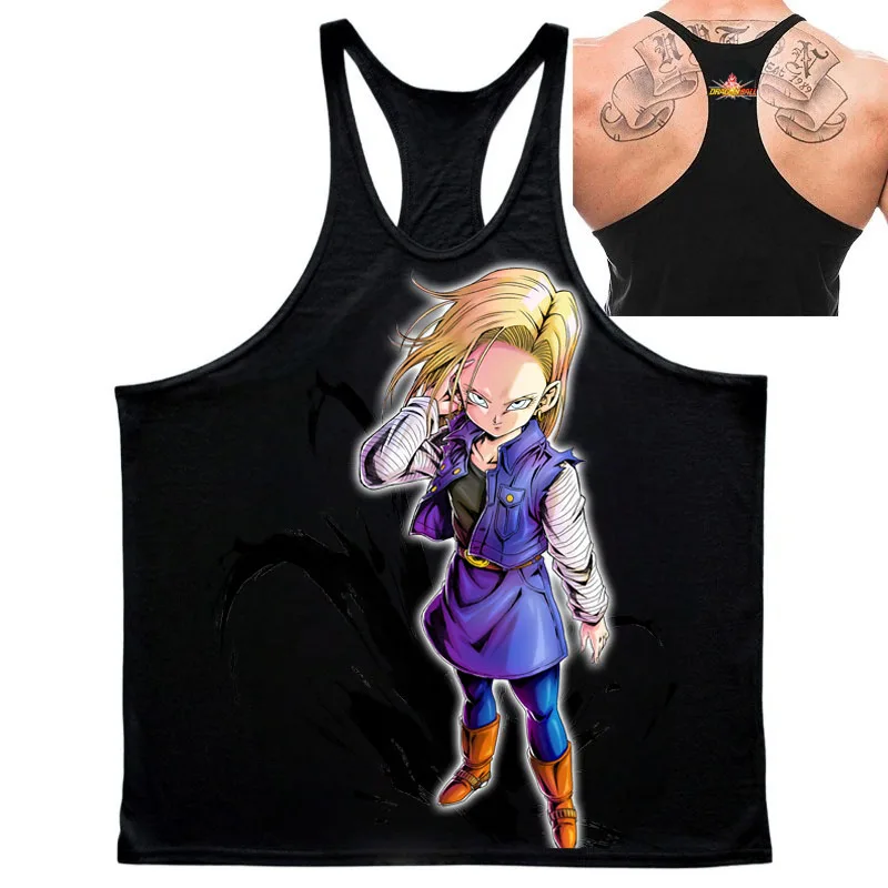 Populaire Anime "Dragon Ball" humain artificiel 18 motif imprimé 2025 été nouveau sport pour hommes respirant coton gilet sans manches